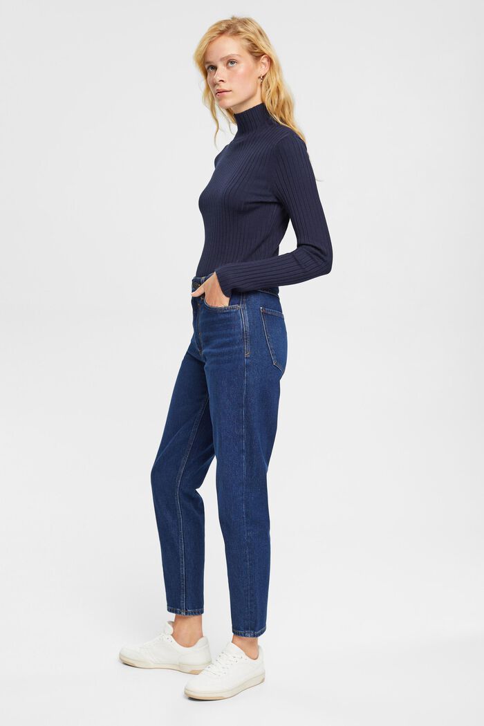 Mom fit jeans med høj talje, BLUE DARK WASHED, detail image number 4