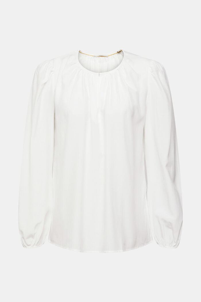 Bluse med nøglehulsudskæring, LENZING™ ECOVERO™, OFF WHITE, detail image number 2