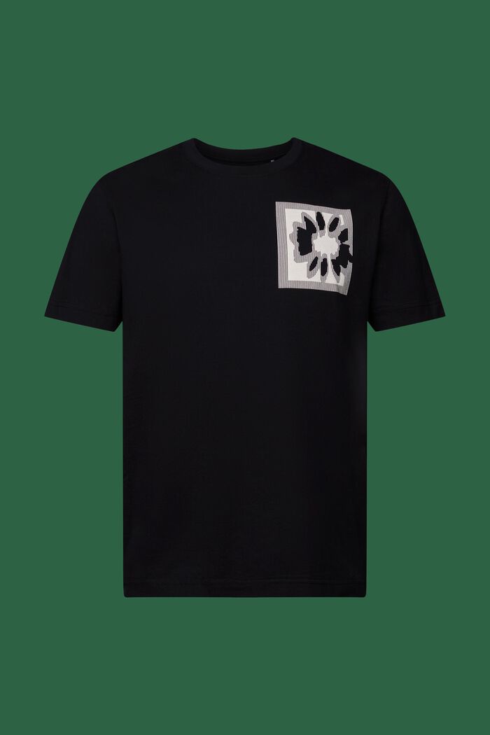 T-shirt med logo og blomsterprint, BLACK, detail image number 5
