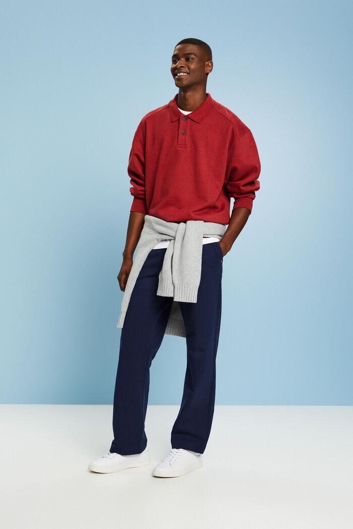 Polo sweatshirt med lange ærmer, DARK RED, detail image number 1