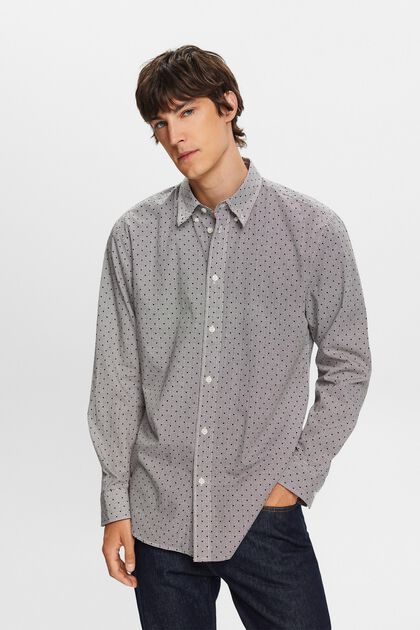 Mønstret button-down skjorte, 100 % bomuld