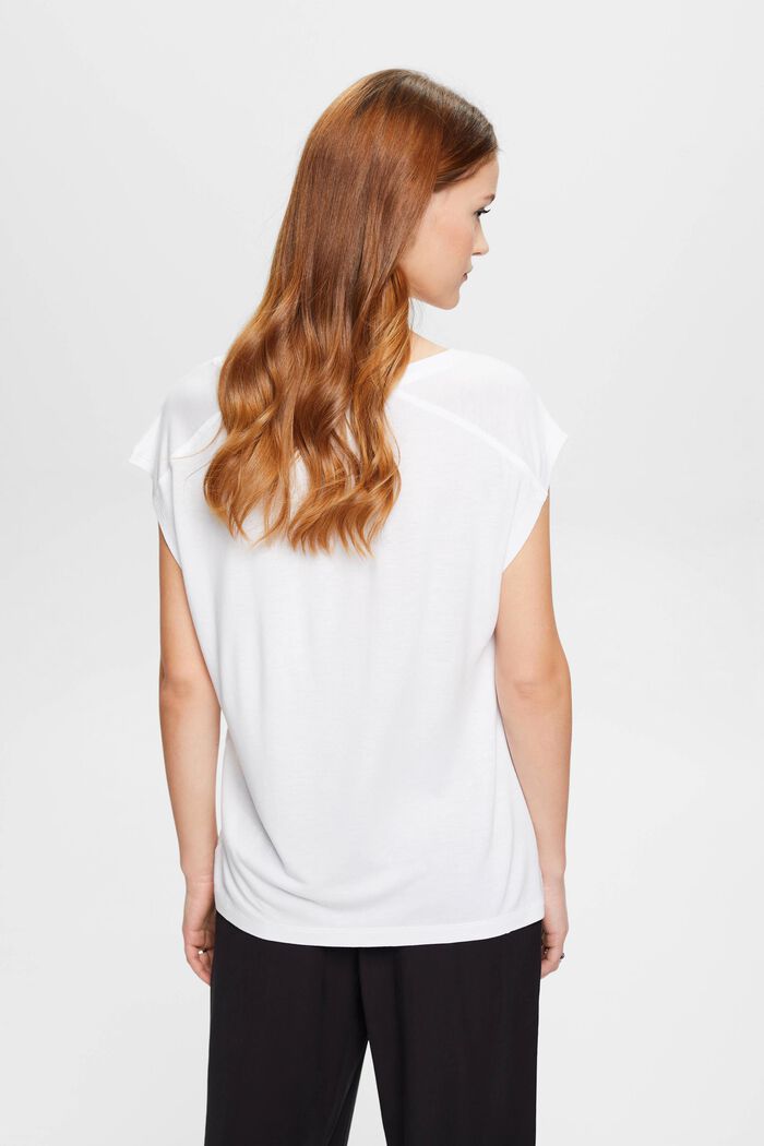 T-shirt med print på fronten, LENZING™ ECOVERO™, WHITE, detail image number 3
