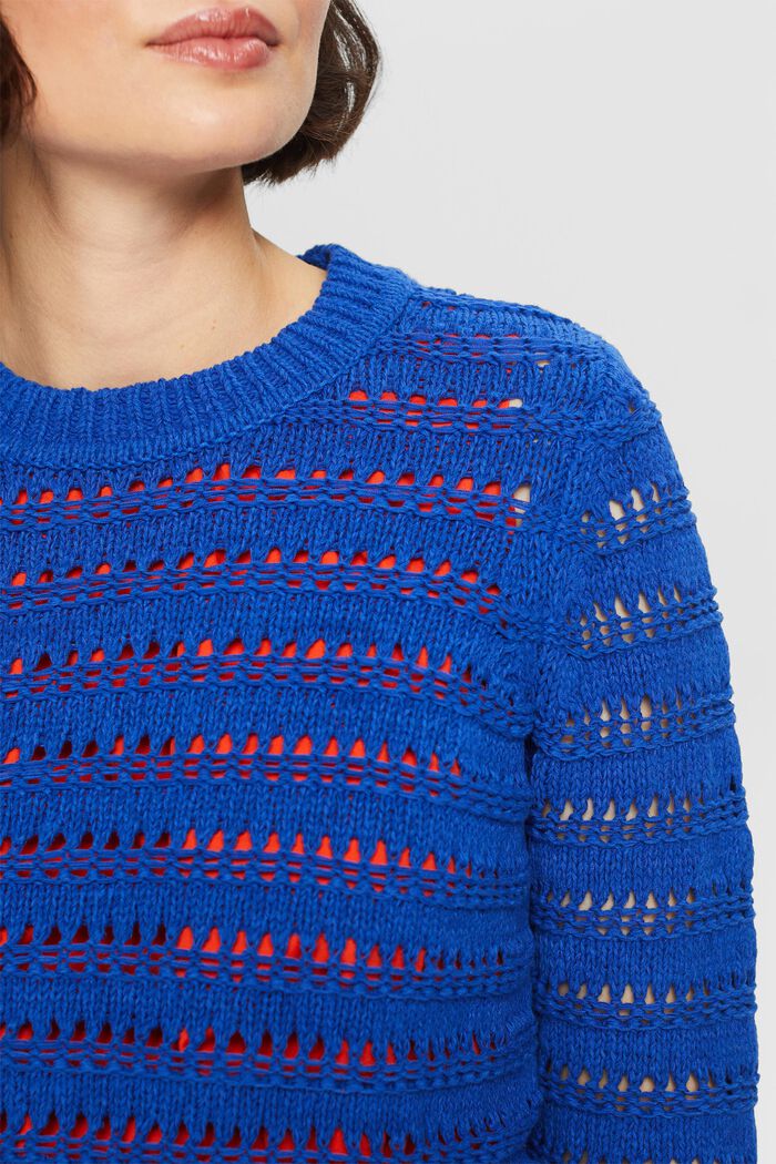 Sweater i åben strik, BRIGHT BLUE, detail image number 3