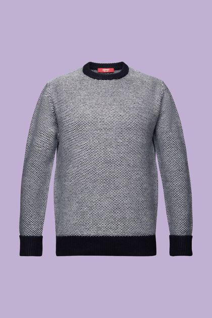 Struktureret sweater i uld med rund hals