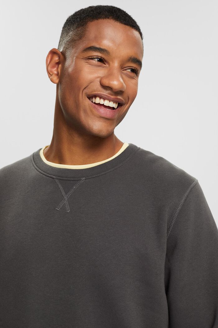 Ensfarvet sweatshirt i regular fit, BLACK, detail image number 2