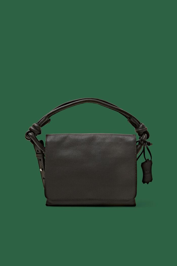 Lille lædertaske med klap, DARK GREY, detail image number 0