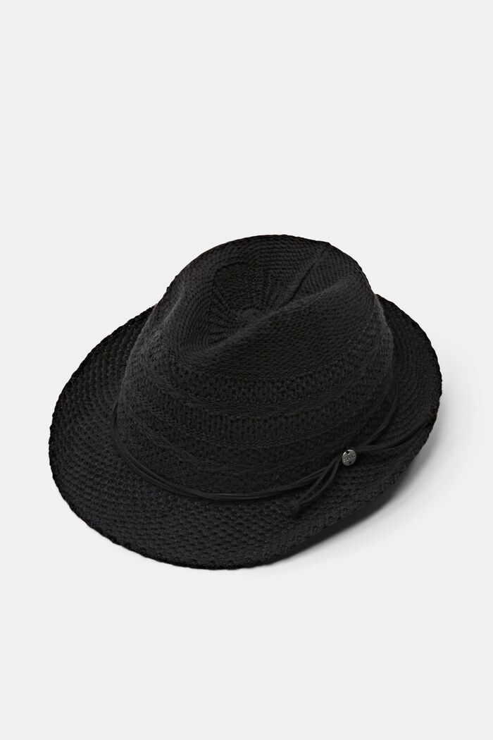 Fedora hat i strik, BLACK, detail image number 0