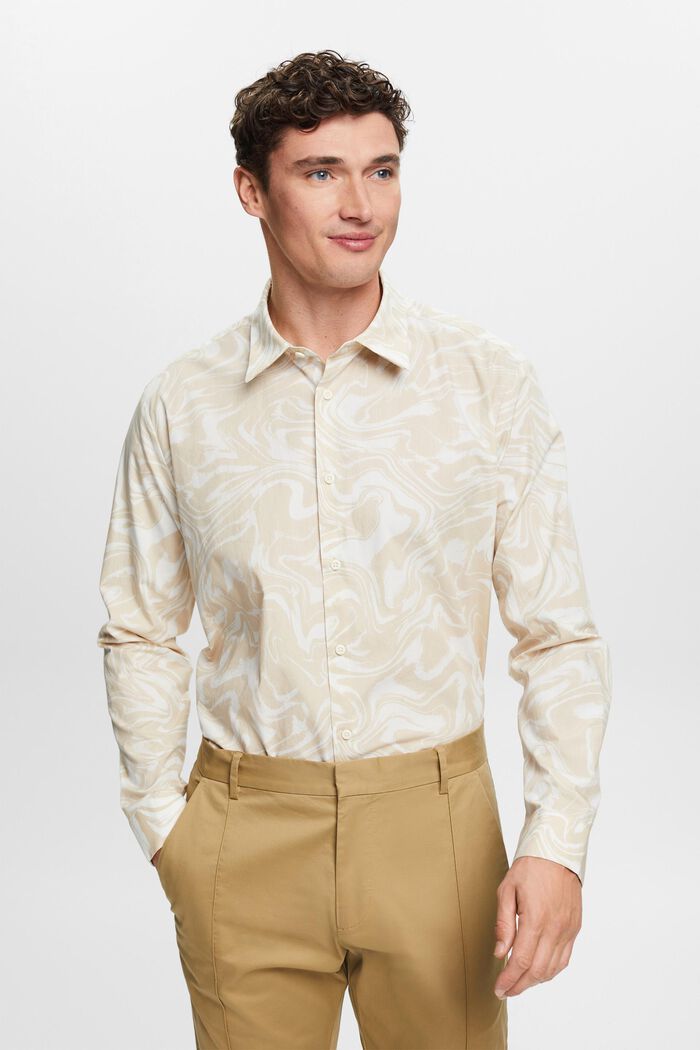 Skjorte med bølget retro-print, OFF WHITE, detail image number 0