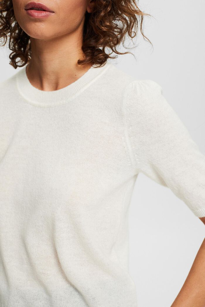 Med uld/alpaka: pullover med korte ærmer, OFF WHITE, detail image number 2