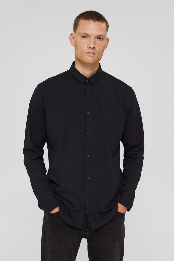 Jerseyskjorte med COOLMAX®, BLACK, overview