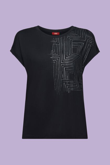 Jersey-T-shirt med print, LENZING™ ECOVERO™