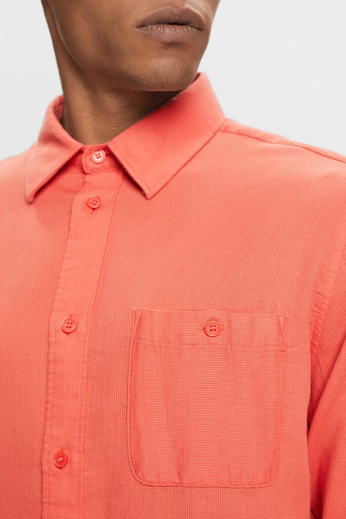 Tekstureret skjorte i slim fit, 100 % bomuld, CORAL RED, detail image number 2