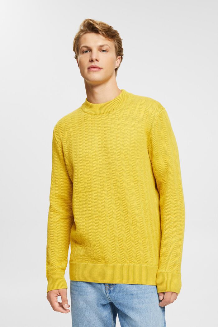 Sweater med sildebensmønster, DUSTY YELLOW, detail image number 1