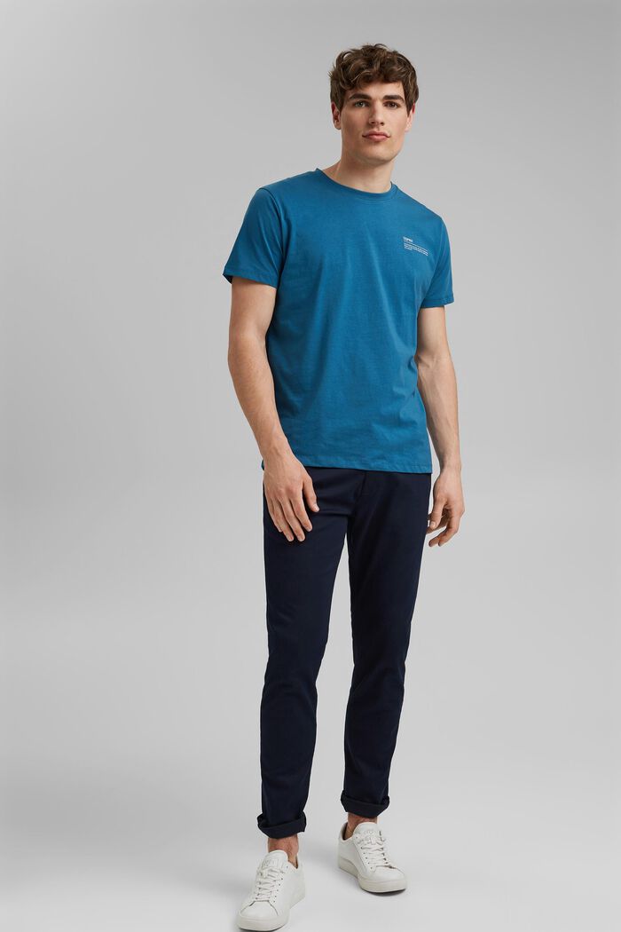 T-shirt i jersey med print, 100% økologisk bomuld, PETROL BLUE, detail image number 2