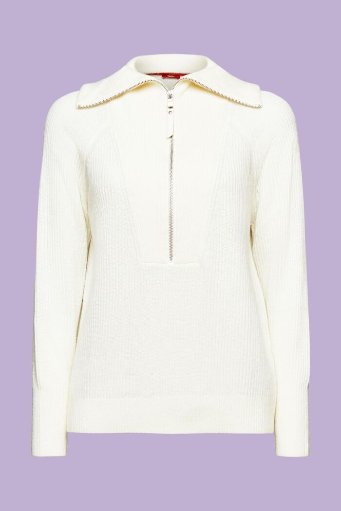 Ribstrikket troyer-sweater i uldmiks, ICE, detail image number 5