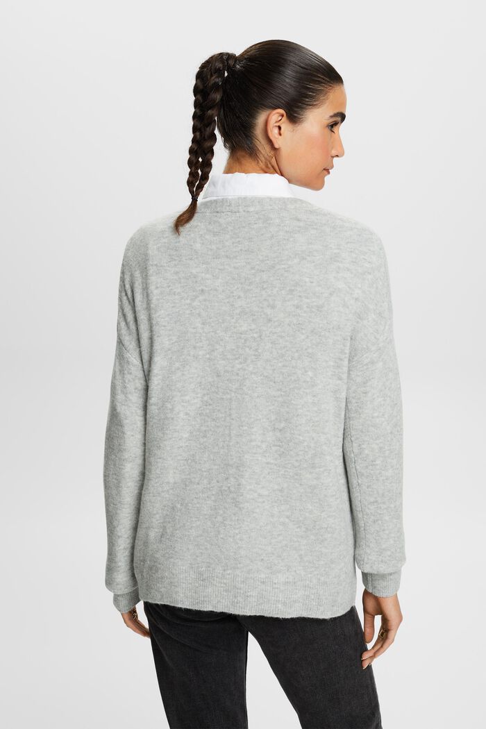 Sweater i uldmiks med V-hals, LIGHT GREY, detail image number 4
