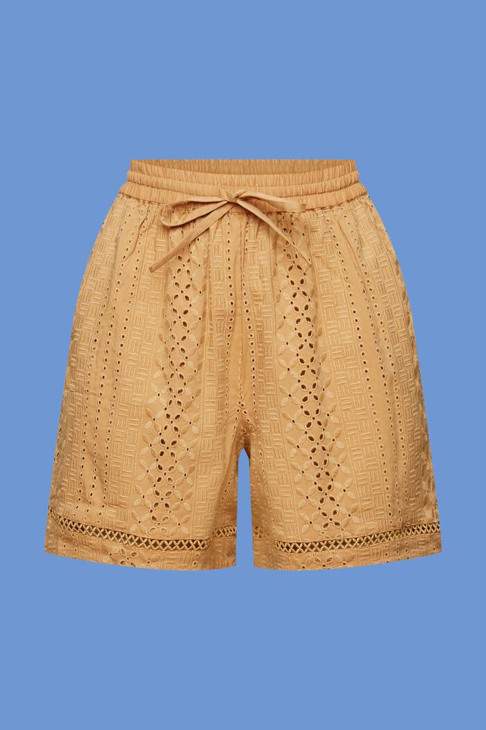 Broderede shorts, LENZING™ ECOVERO™, KHAKI BEIGE, detail image number 7