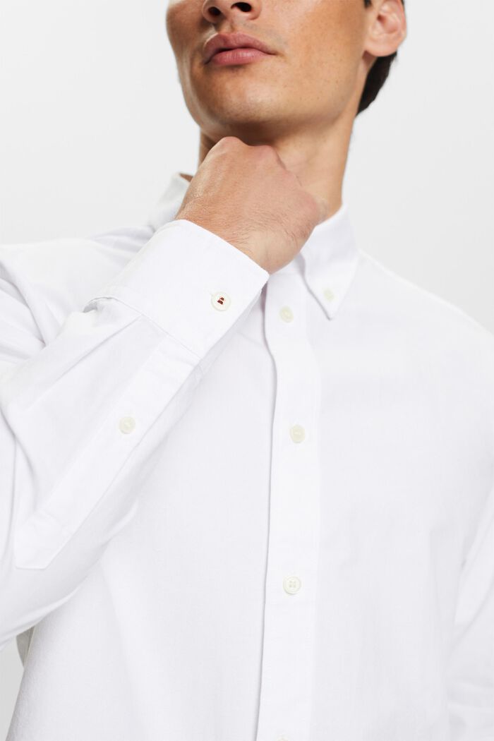 Button down-skjorte i bomuldspoplin, WHITE, detail image number 3