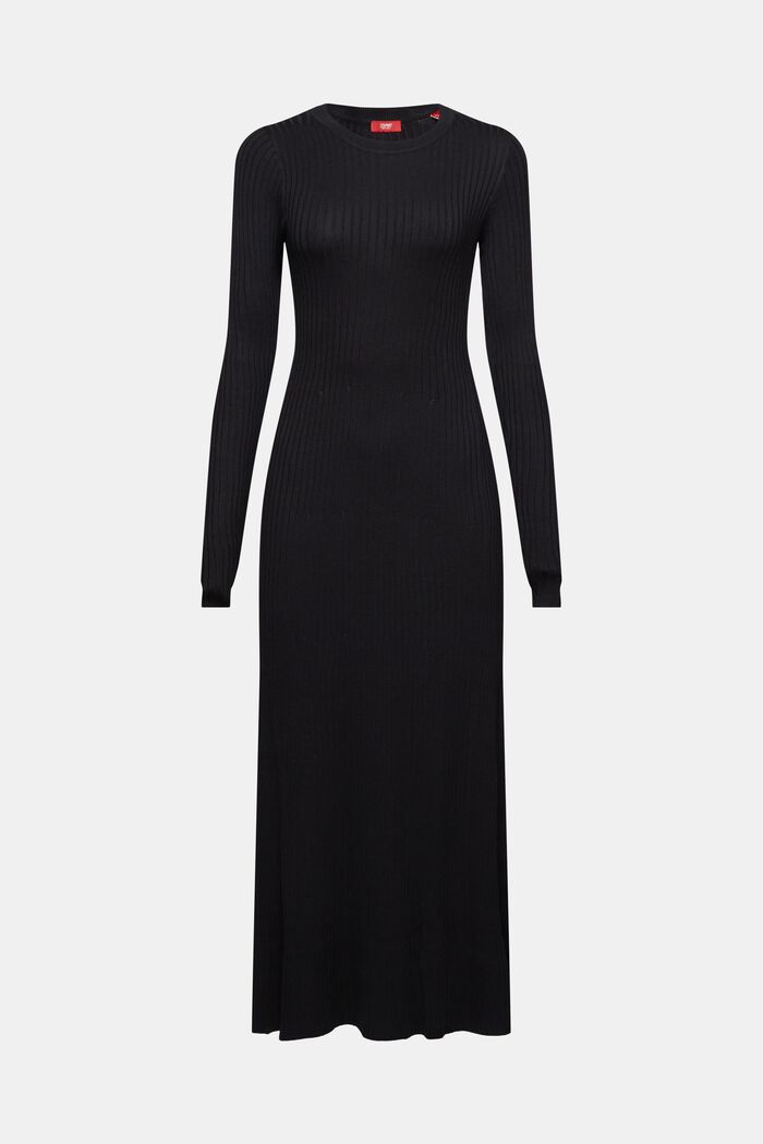 Maxi-kjole i ribstrik, BLACK, detail image number 6