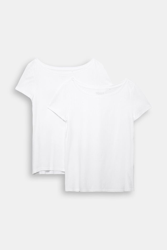 Pakke med 2 par: basis-T-shirt, økologisk bomuldsblanding, WHITE, overview