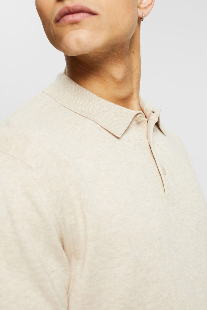 Med TENCEL™: poloskjorte i strikket look, LIGHT BEIGE, detail image number 2