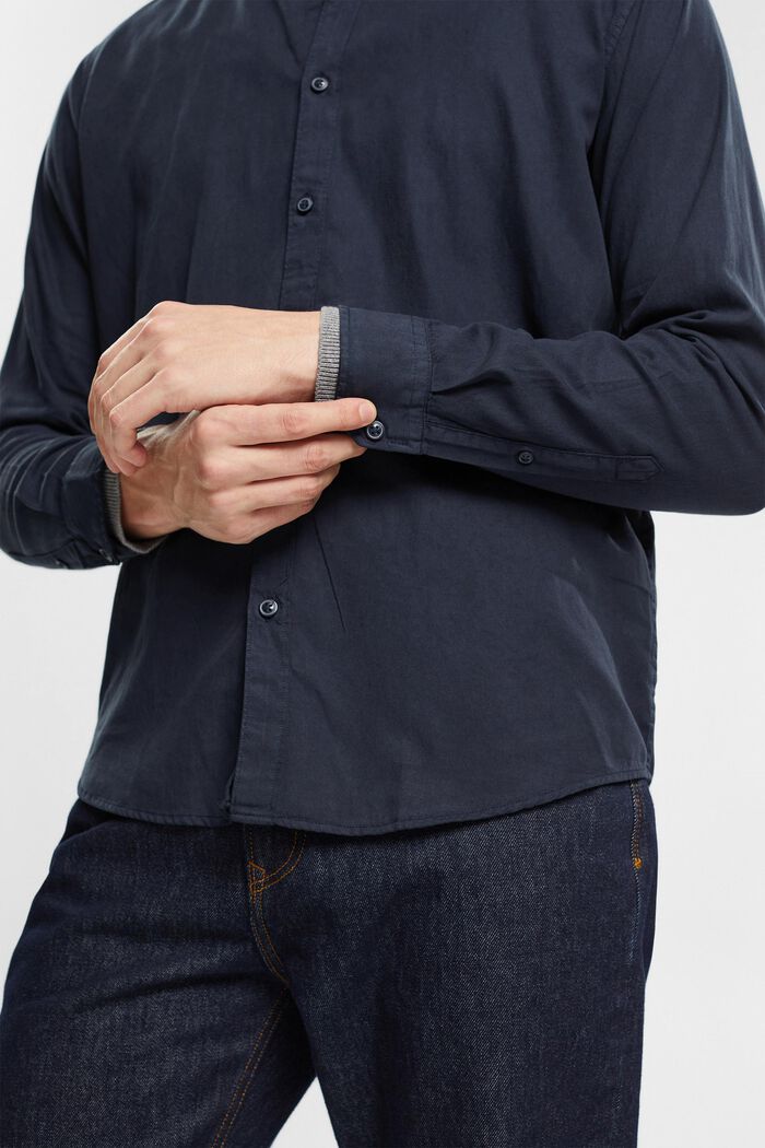Skjorte med båndkrave, PETROL BLUE, detail image number 2