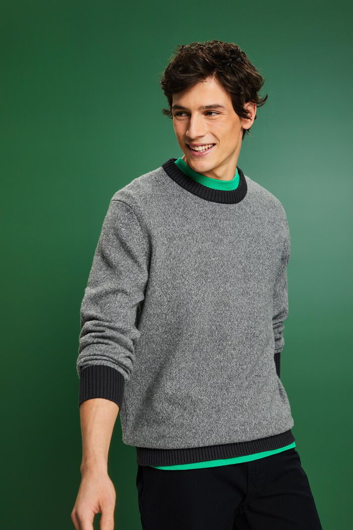 Sweater i uldmiks med rund hals, MEDIUM GREY, detail image number 4