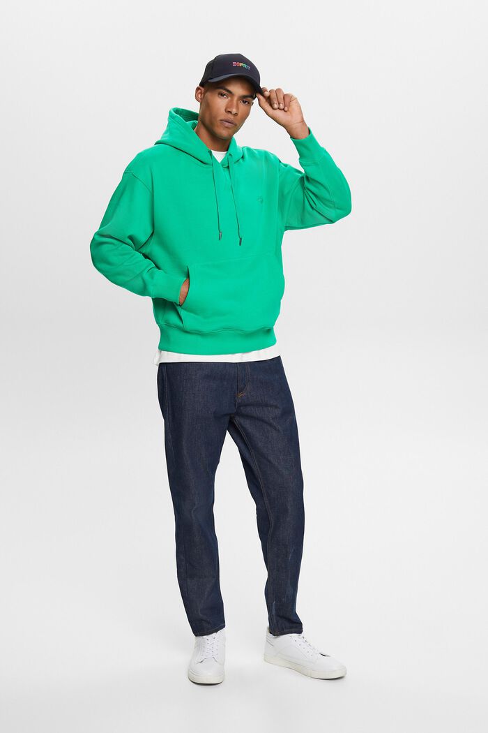 Sweatshirt med hætte og syet logo, GREEN, detail image number 1