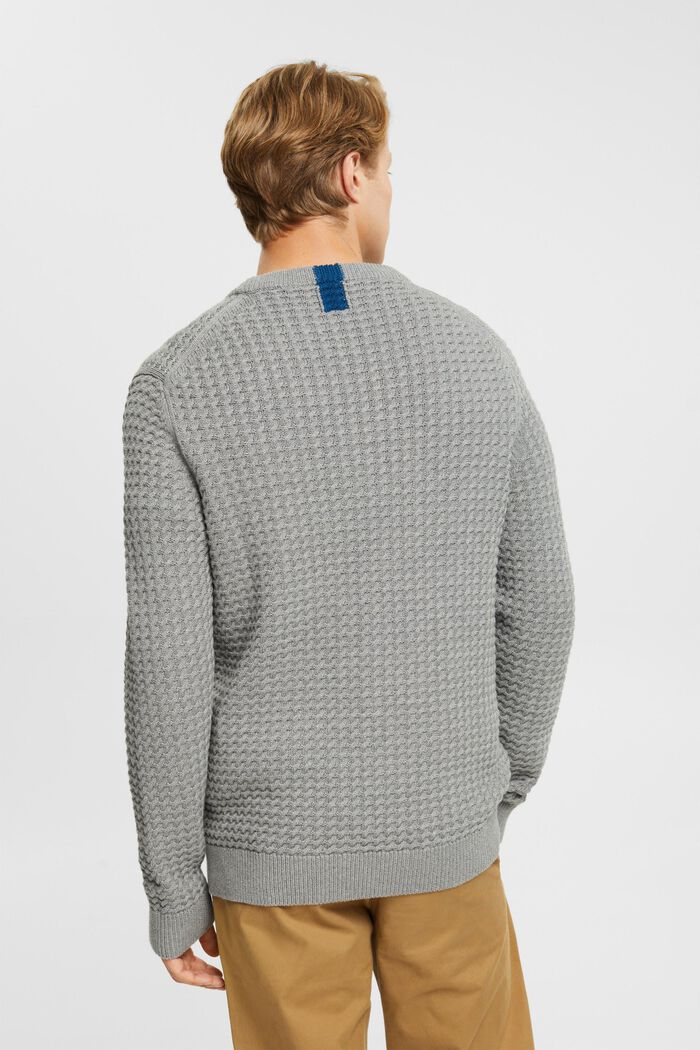 Sweater i strukturstrik, MEDIUM GREY, detail image number 3
