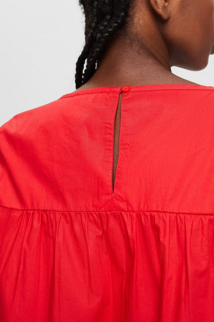 Bluse med korte ærmer, økologisk bomuld, RED, detail image number 2