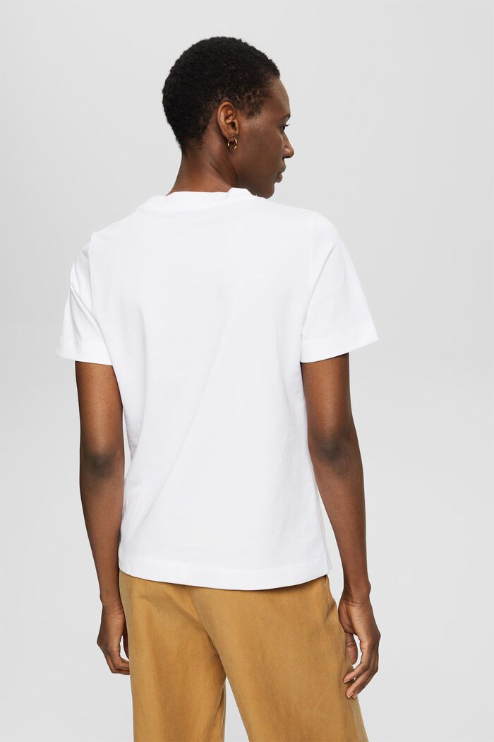 T-shirt med wording-broderi, økobomuld, WHITE, detail image number 3
