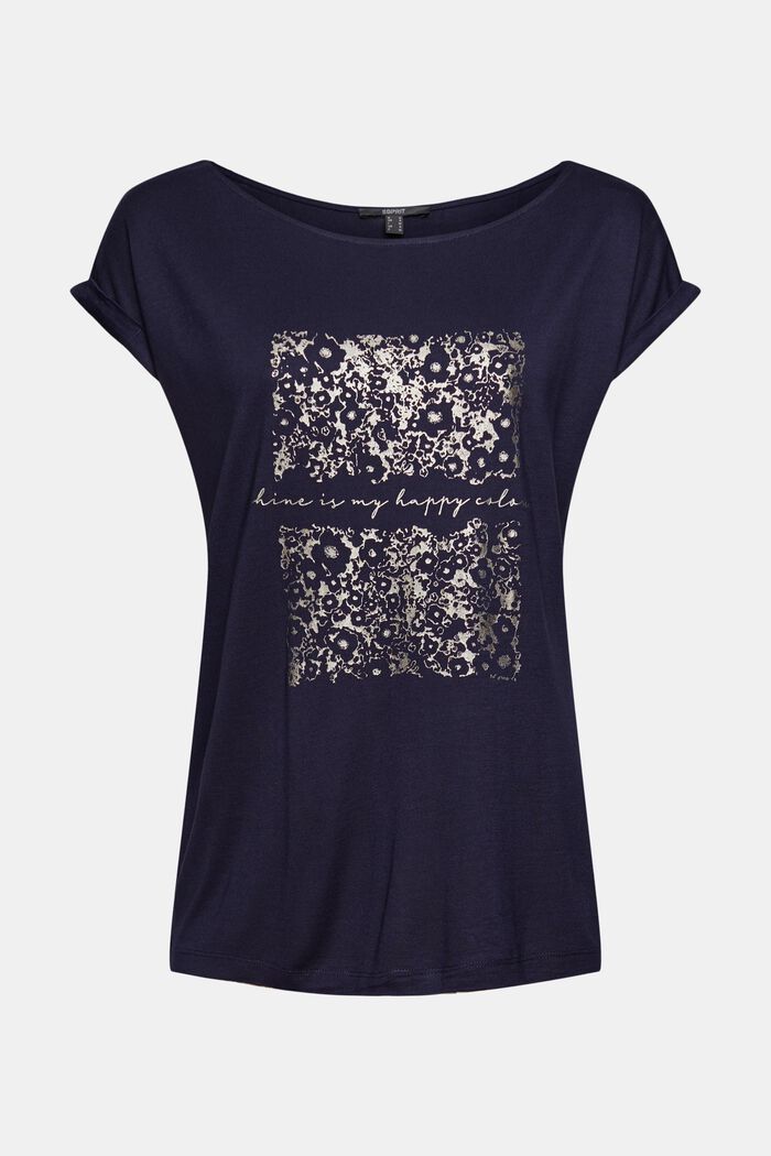 Shirt med metallisk print, LENZING™ ECOVERO™, NAVY, detail image number 2