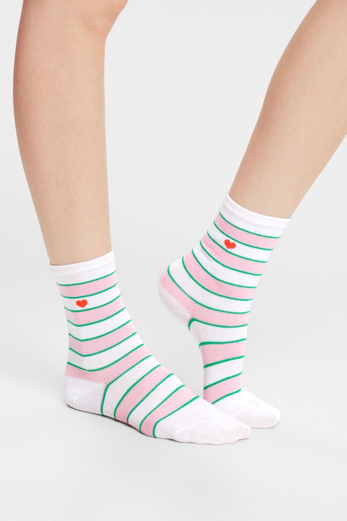 Pakke med 2 par stribede sokker, OFF WHITE, detail image number 1