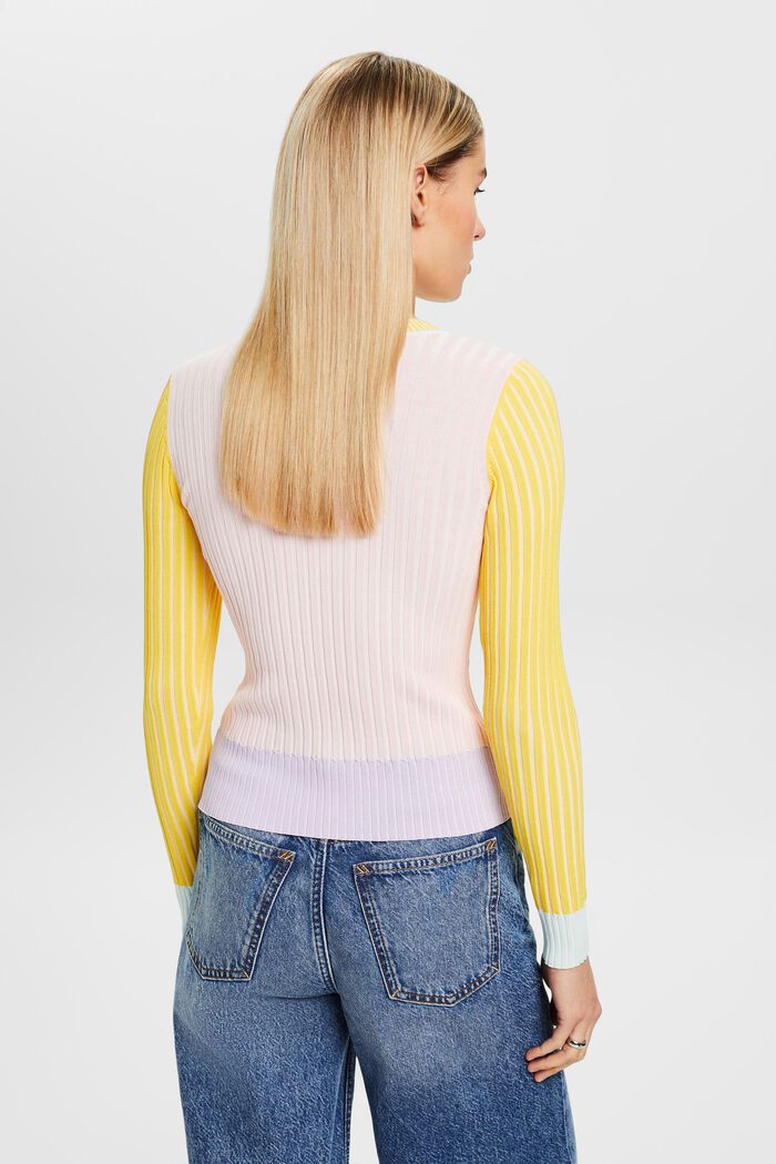 Ribbet sweater med farveblokering, PASTEL PINK, detail image number 3