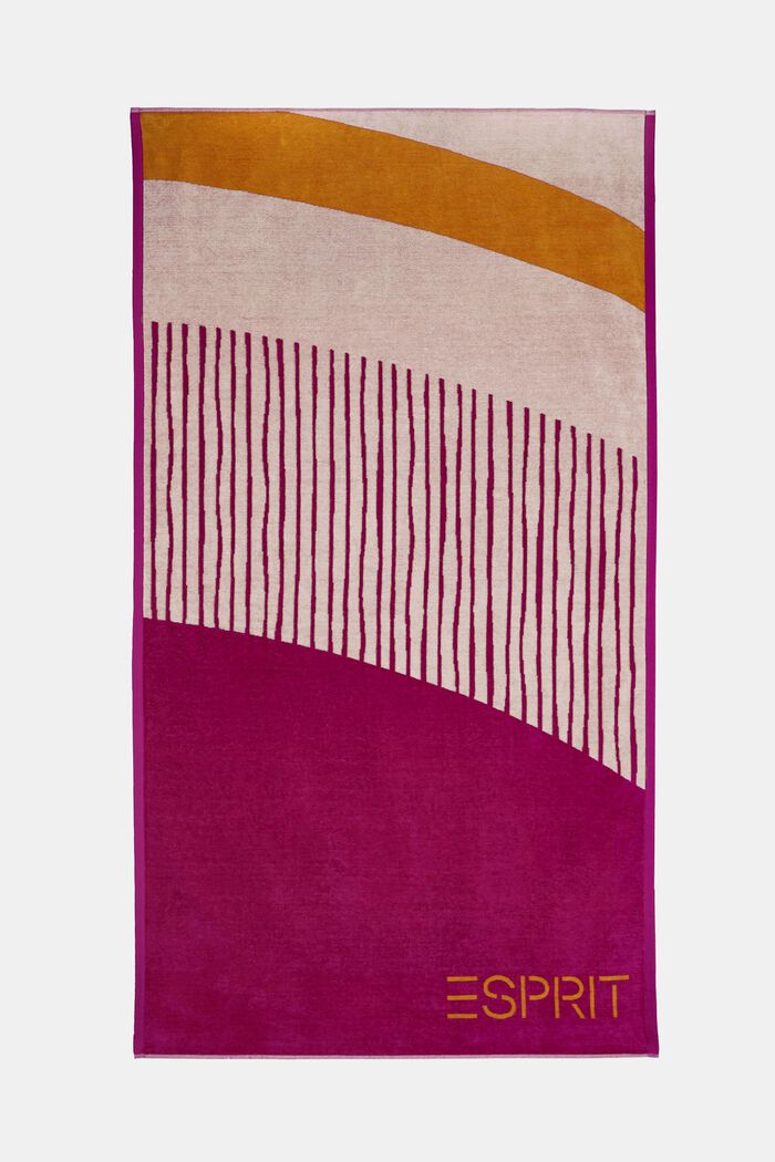 Strandhåndklæde i et stribet design, CRANBERRY, detail image number 0