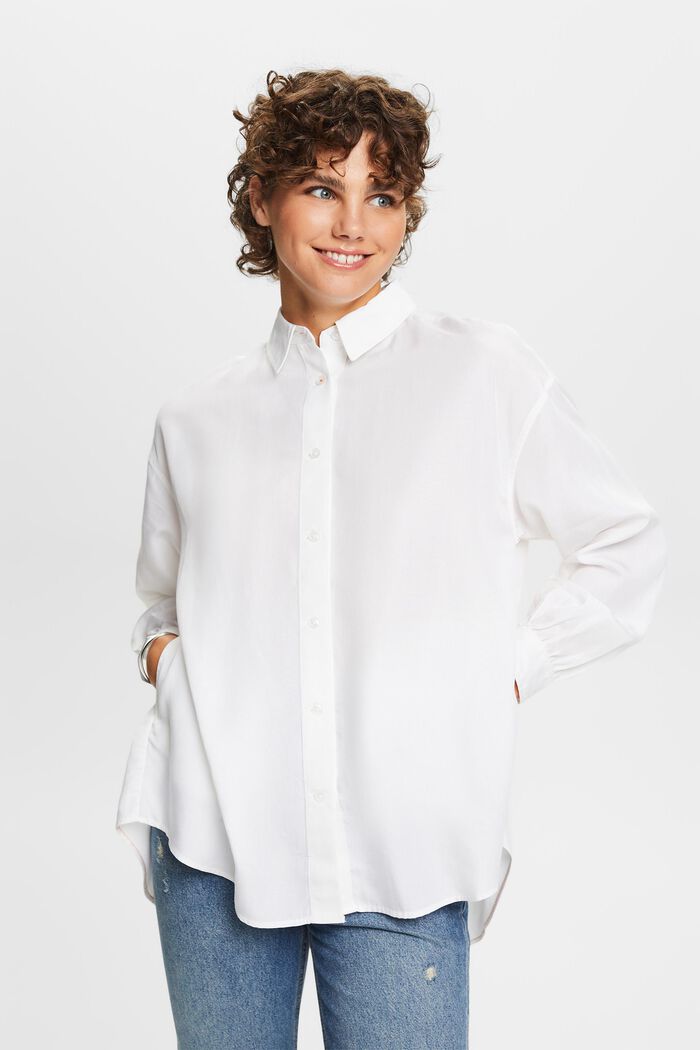 Oversized skjortebluse, WHITE, detail image number 4