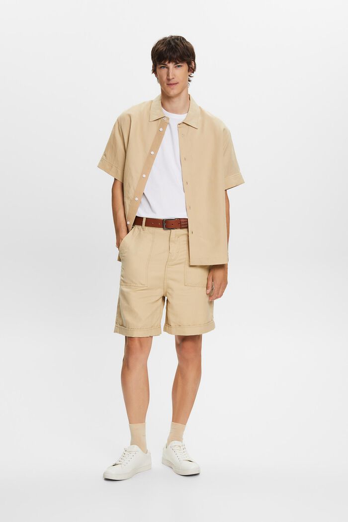 Bermuda-shorts, bomuld/hør-blanding, SAND, detail image number 1