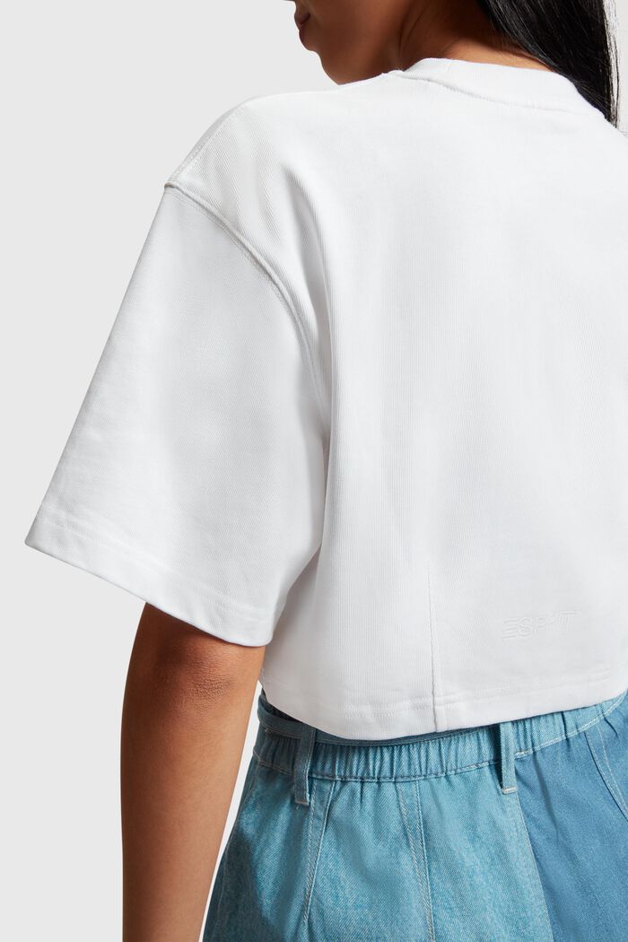 Cropped T-shirt med Denim Not Denim-indigoprint​, WHITE, detail image number 3