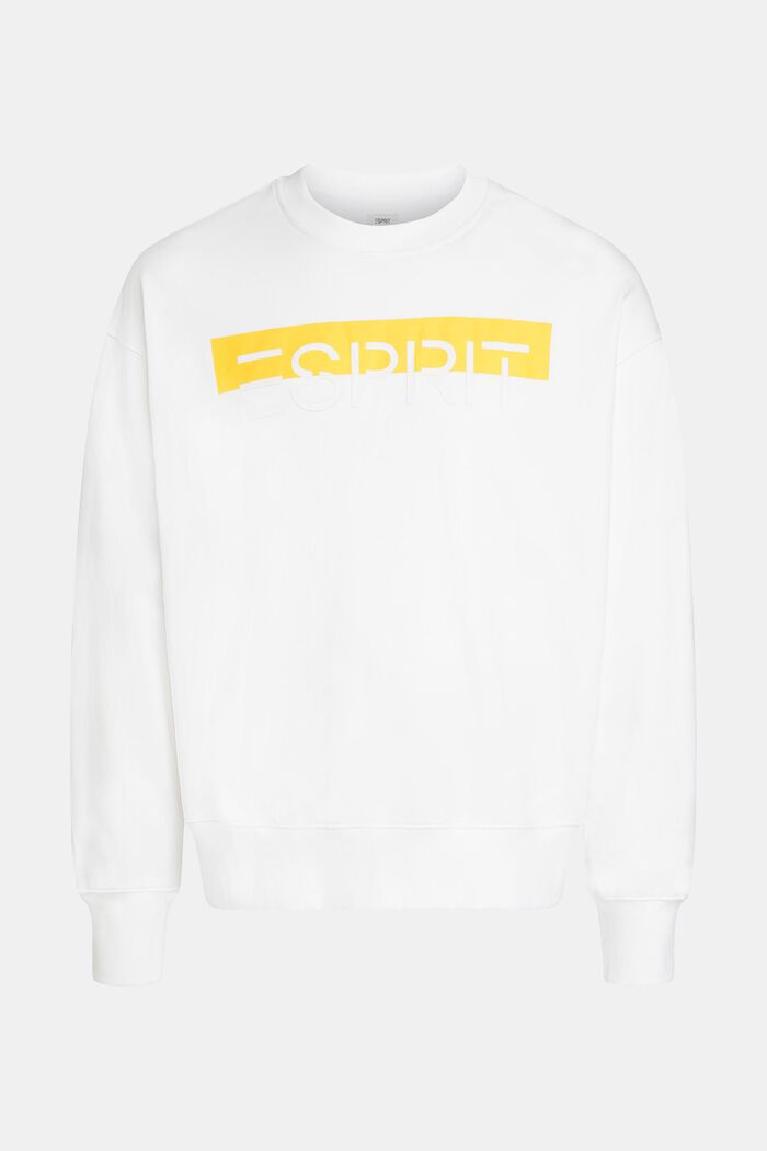 Sweatshirt med mat og glansfuld logoapplikation, WHITE, detail image number 4