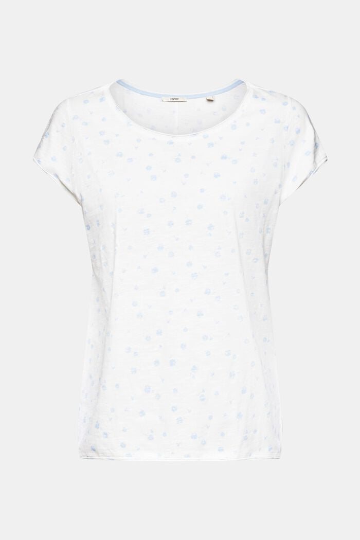 Blomstret T-shirt med rullekanter, OFF WHITE, detail image number 7