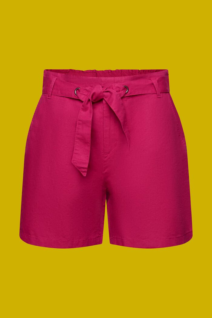 Shorts med bindebælte, hør-/bomuldsmiks, DARK PINK, detail image number 6