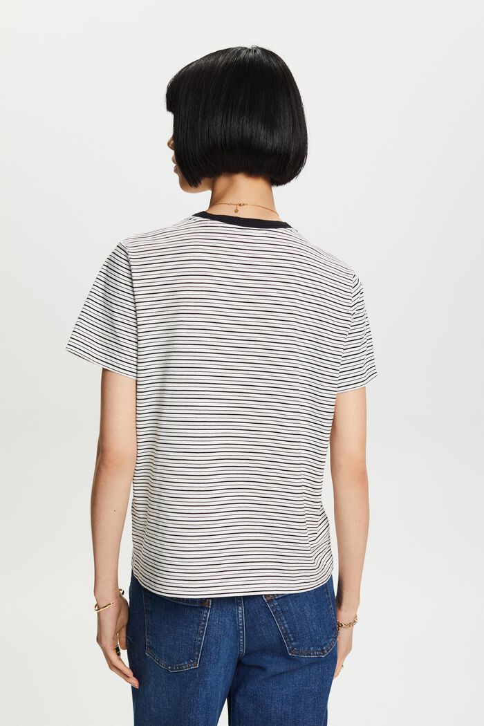 T-shirt med striber, 100% bomuld, OFF WHITE, detail image number 3