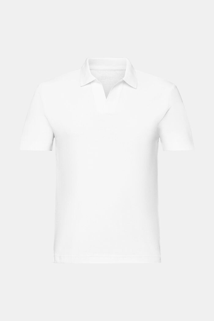 Poloskjorte i bomuld og hør, OFF WHITE, detail image number 6