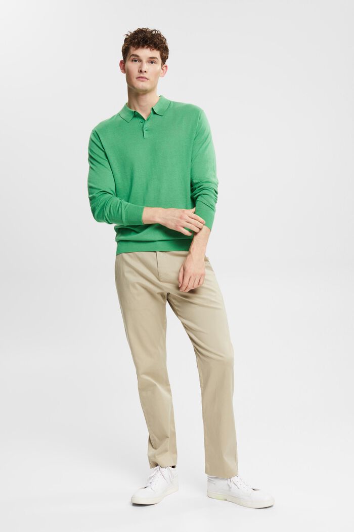 Med TENCEL™: langærmet poloskjorte, GREEN, detail image number 1