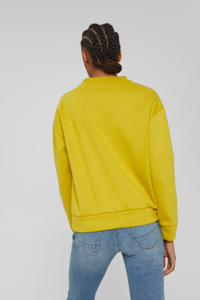 Sweatshirt med knapdetalje, BRASS YELLOW, detail image number 3
