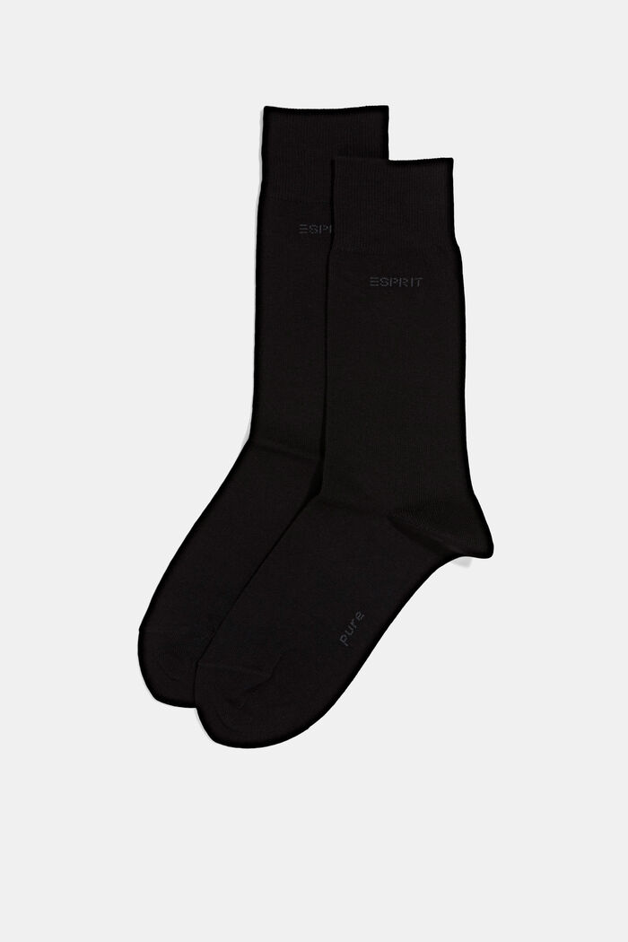 Pakke med 2 par sokker i økologisk bomuldsblanding, BLACK, overview