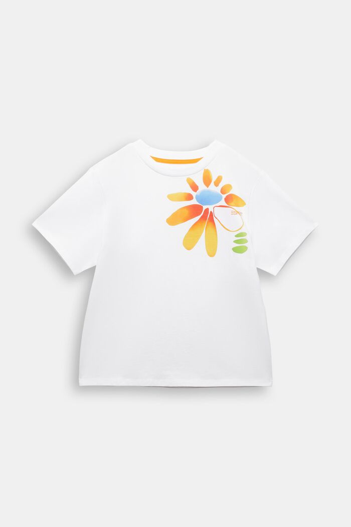 Bomulds-T-shirt med grafisk print, WHITE, detail image number 2