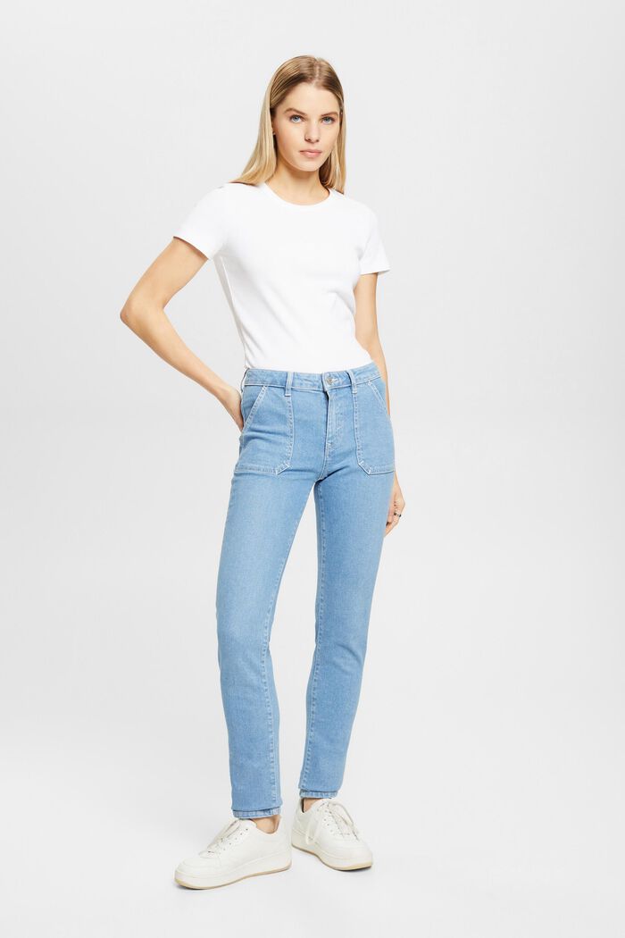 Slim fit-jeans med mellemhøj talje, BLUE LIGHT WASHED, detail image number 5