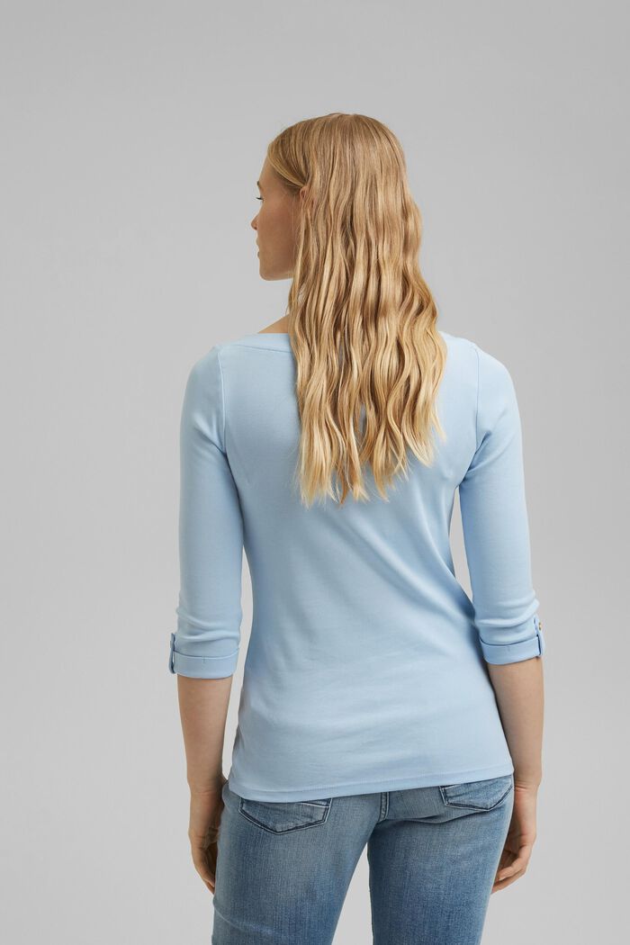 Shirt med 3/4-ærmer af økologisk bomuld, LIGHT BLUE, detail image number 3