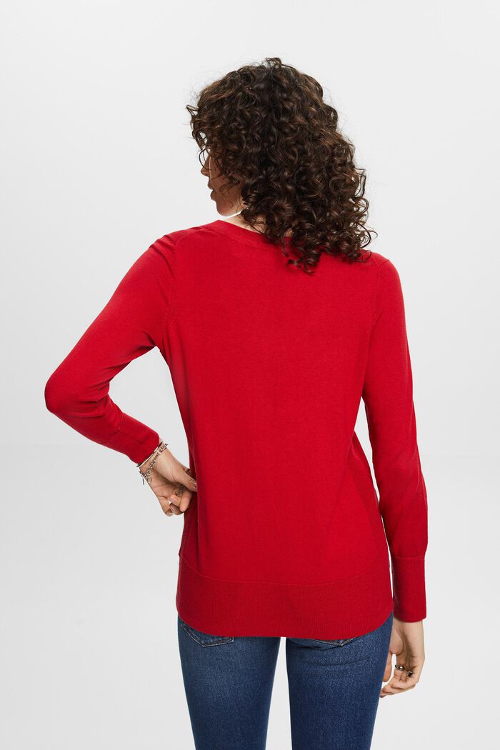 Sweater med V-hals, DARK RED, detail image number 3